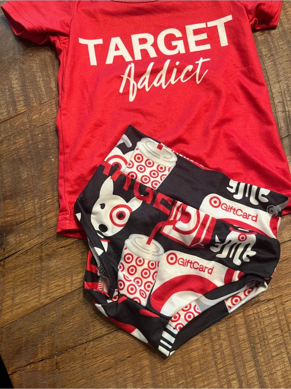 Target Addict Red Tee and Graphic Shorts Set
